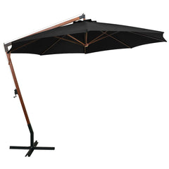 vidaXL Hanging Garden Parasol with Pole Black 3.5x2.9 m Solid Fir Wood 2