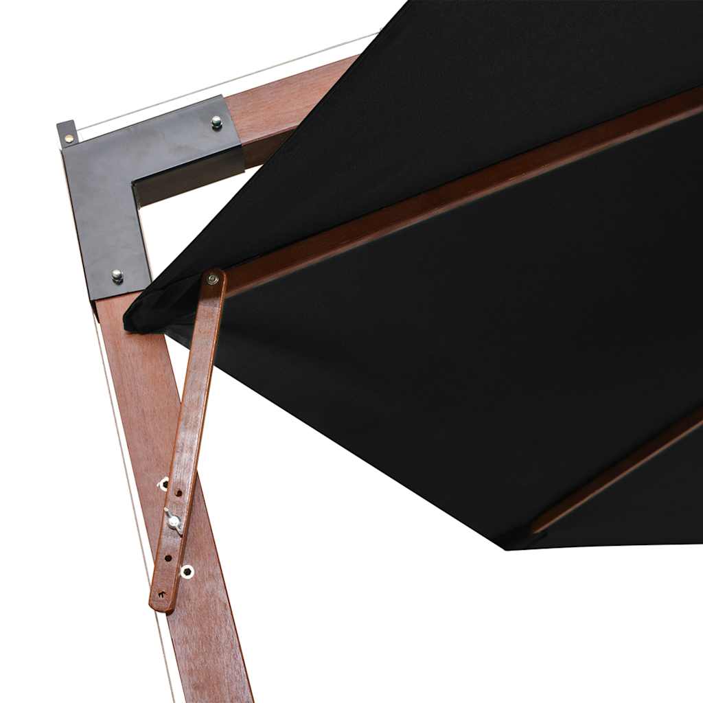 vidaXL Hanging Garden Parasol with Pole Black 3.5x2.9 m Solid Fir Wood 6