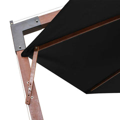 vidaXL Hanging Garden Parasol with Pole Black 3.5x2.9 m Solid Fir Wood 6