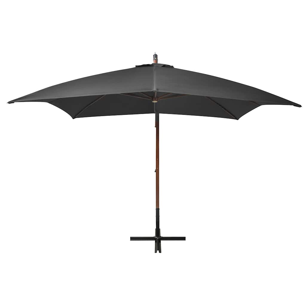 vidaXL Hanging Garden Parasol with Pole Anthracite 3x3 m Solid Fir Wood 2
