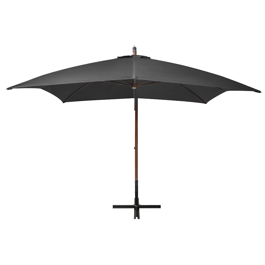 Hanging Garden Parasol with Pole Solid Fir Wood Anthracite 3 m 3 m