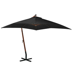 vidaXL Hanging Garden Parasol with Pole Black 3x3 m Solid Fir Wood 1