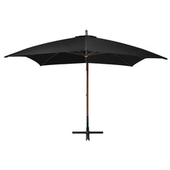 vidaXL Hanging Garden Parasol with Pole Black 3x3 m Solid Fir Wood 2
