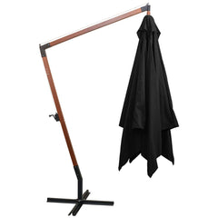 vidaXL Hanging Garden Parasol with Pole Black 3x3 m Solid Fir Wood 3