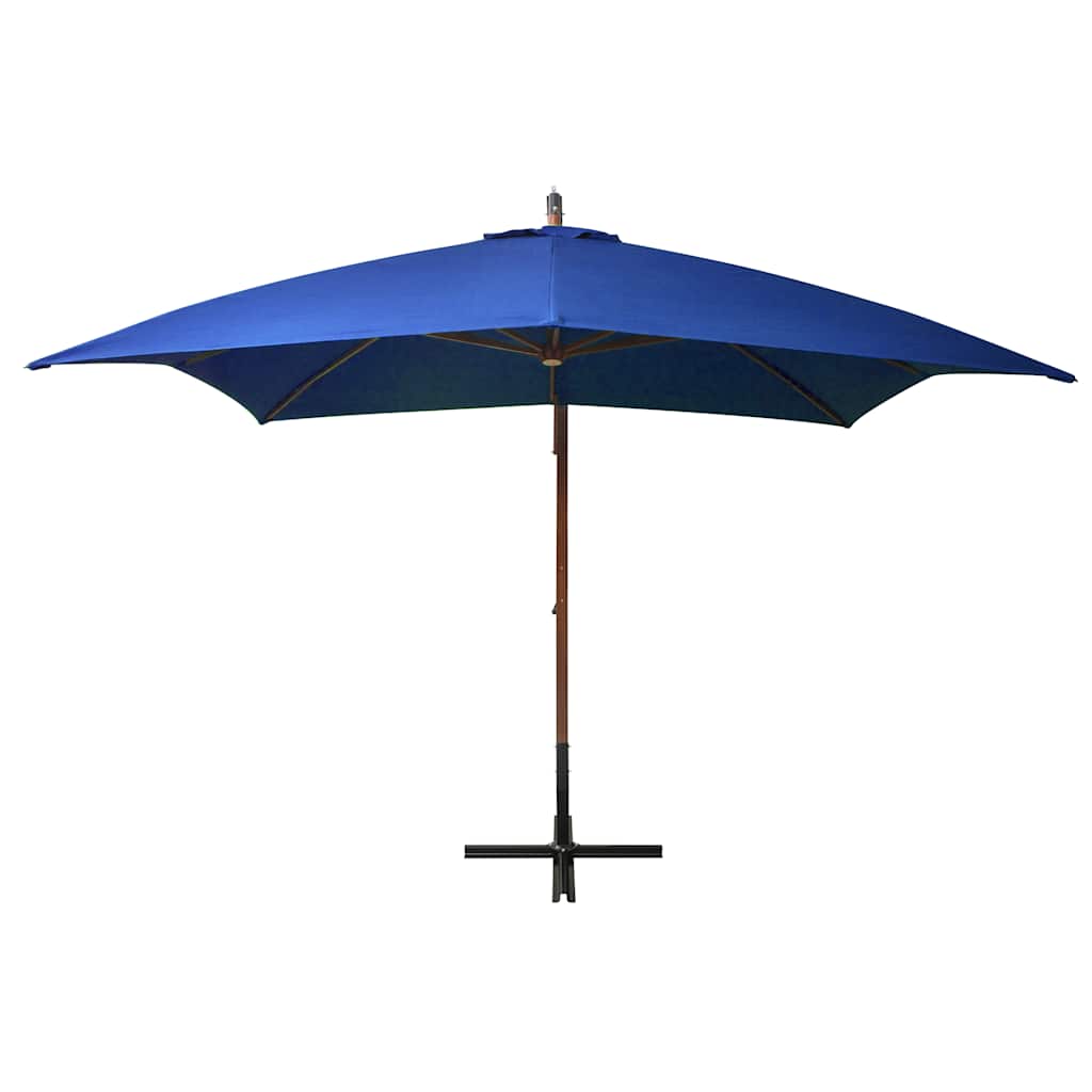 vidaXL Hanging Garden Parasol with Pole Azure Blue 3x3 m Solid Fir Wood 2
