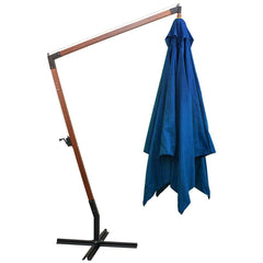 vidaXL Hanging Garden Parasol with Pole Azure Blue 3x3 m Solid Fir Wood 3