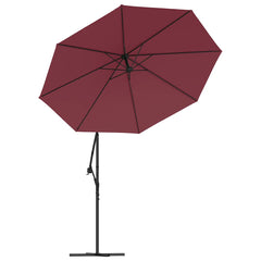 vidaXL Cantilever Garden Parasol with LED Lights and Steel Pole Wine Red 5