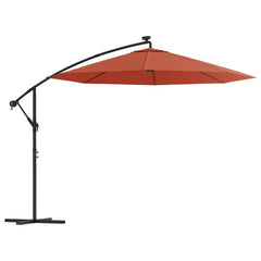vidaXL Cantilever Garden Parasol with LED Lights and Steel Pole Terracotta 2