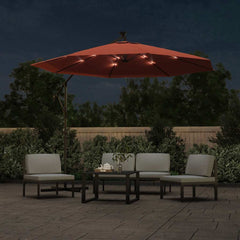 vidaXL Cantilever Garden Parasol with LED Lights and Steel Pole Terracotta 3