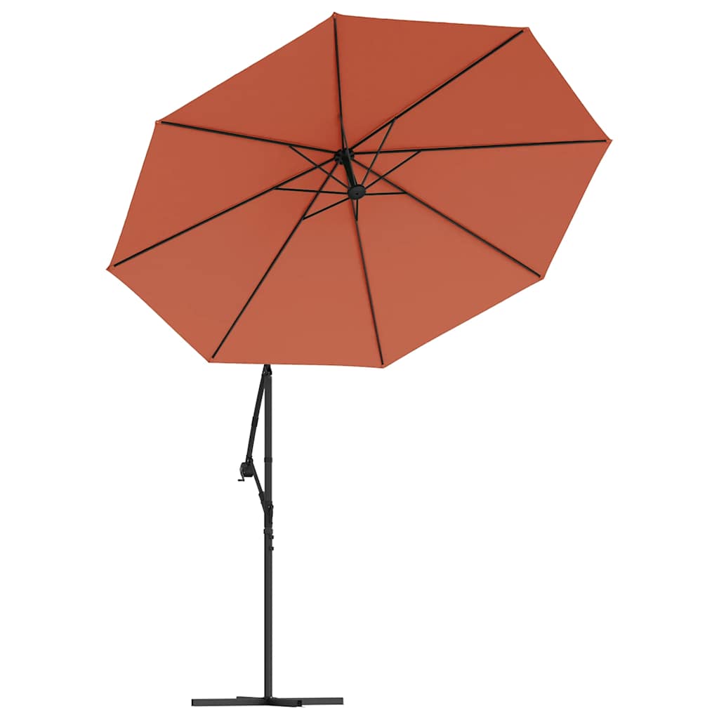 vidaXL Cantilever Garden Parasol with LED Lights and Steel Pole Terracotta 5