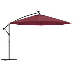 vidaXL Cantilever Garden Parasol with LED Lights Bordeaux Red 350 cm 2