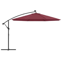 vidaXL Cantilever Garden Parasol with LED Lights Bordeaux Red 350 cm 4