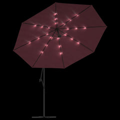vidaXL Cantilever Garden Parasol with LED Lights Bordeaux Red 350 cm 6