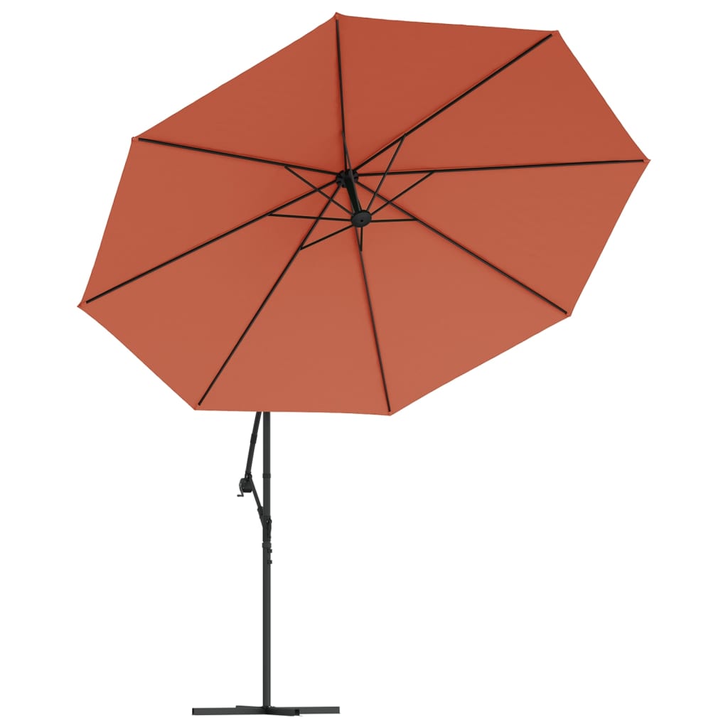 vidaXL Cantilever Garden Parasol with LED Lights Terracotta 350 cm 5