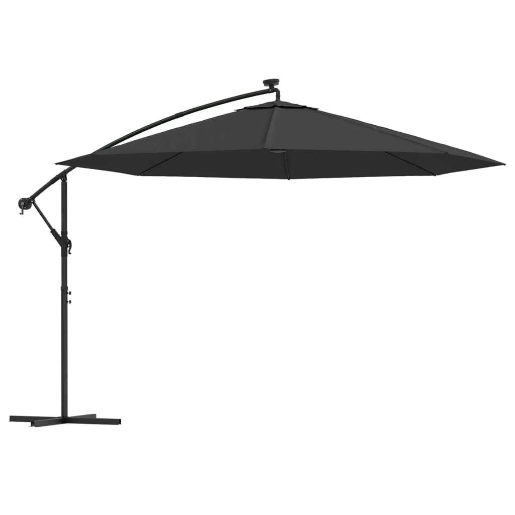 vidaXL Cantilever Garden Parasol with LED Lights Black 350 cm 2