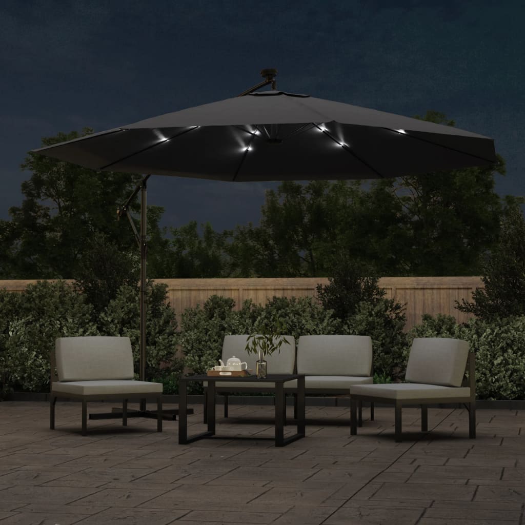 vidaXL Cantilever Garden Parasol with LED Lights Black 350 cm 3