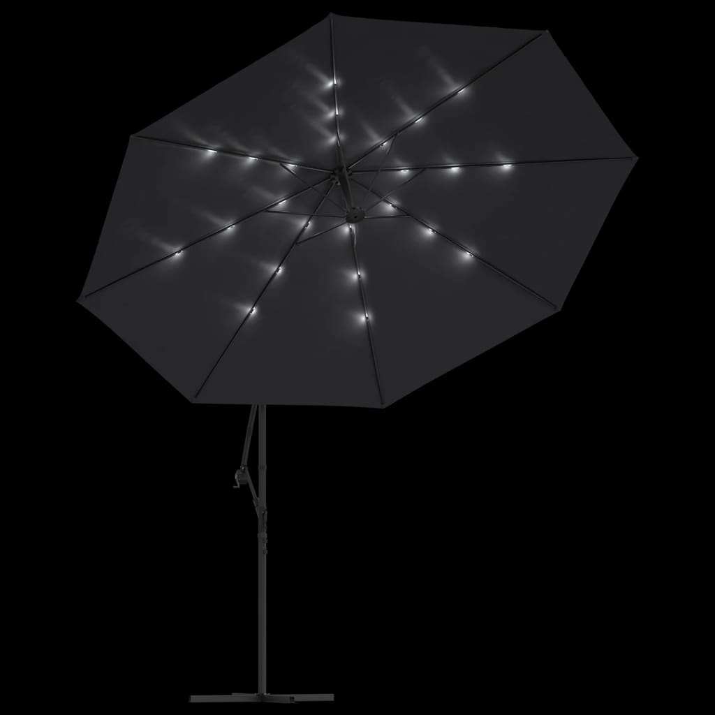 vidaXL Cantilever Garden Parasol with LED Lights Black 350 cm 6