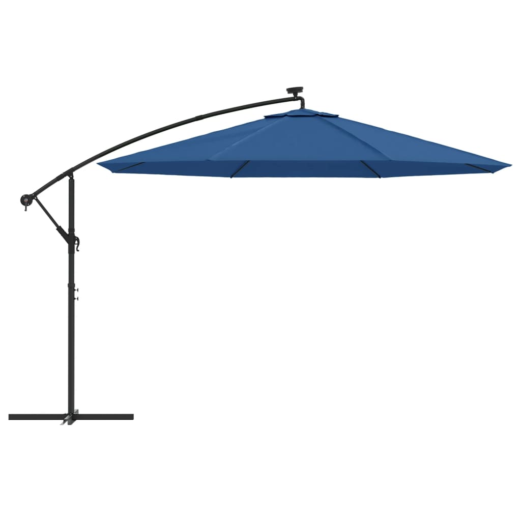 vidaXL Cantilever Garden Parasol with LED Lights Azure Blue 350 cm 4