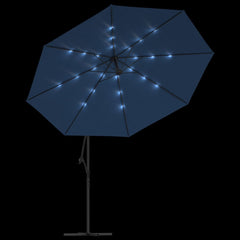 vidaXL Cantilever Garden Parasol with LED Lights Azure Blue 350 cm 6