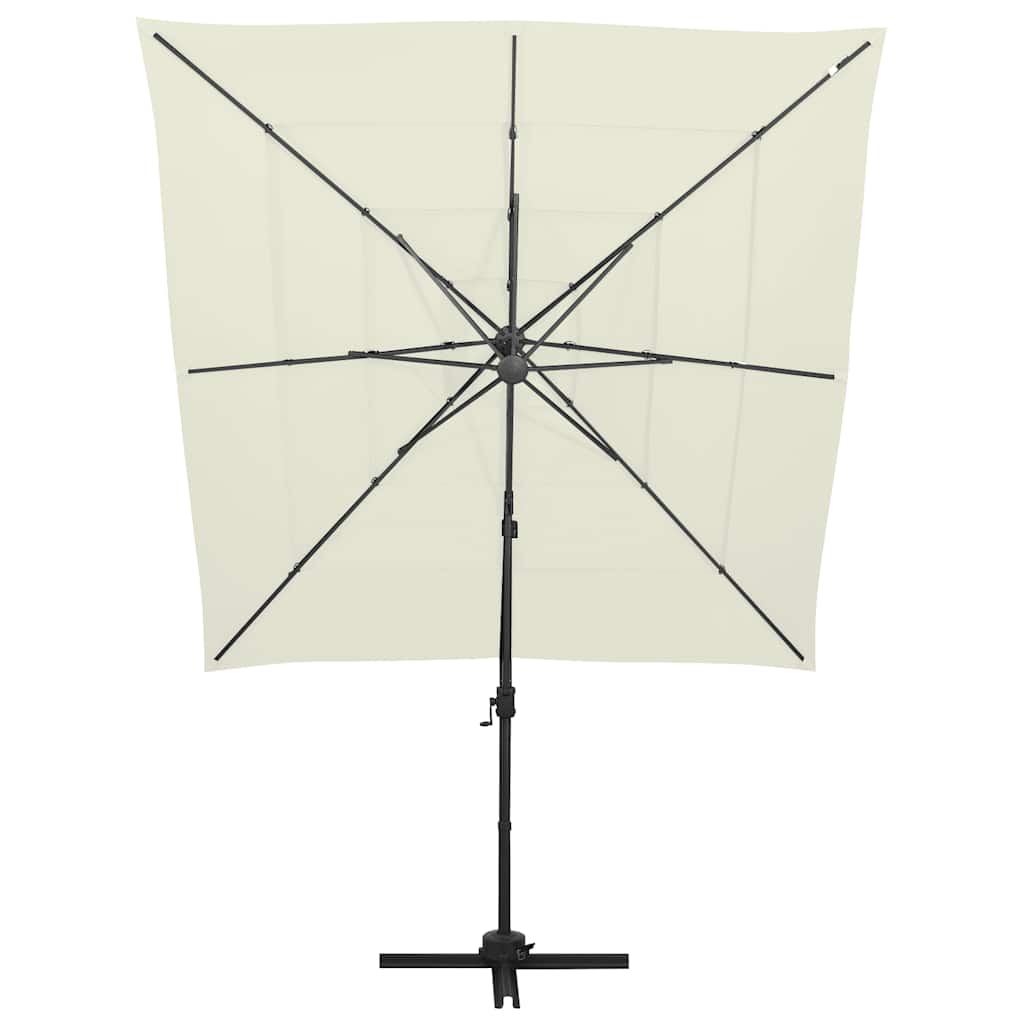 vidaXL 4-Tier Garden Parasol with Aluminium Pole Sand 250x250 cm 5