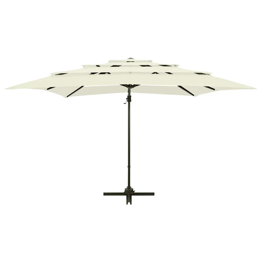 vidaXL 4-Tier Garden Parasol with Aluminium Pole Sand 250x250 cm 6
