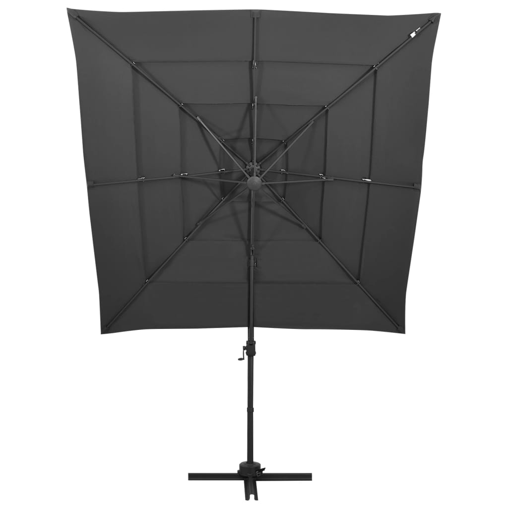 vidaXL 4-Tier Garden Parasol with Aluminium Pole Anthracite 250x250 cm 2