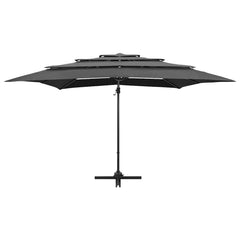 vidaXL 4-Tier Garden Parasol with Aluminium Pole Anthracite 250x250 cm 3