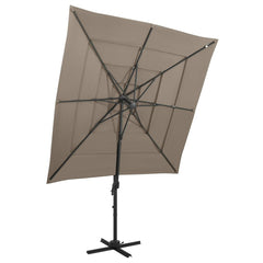 vidaXL 4-Tier Garden Parasol with Aluminium Pole Taupe 250x250 cm 1