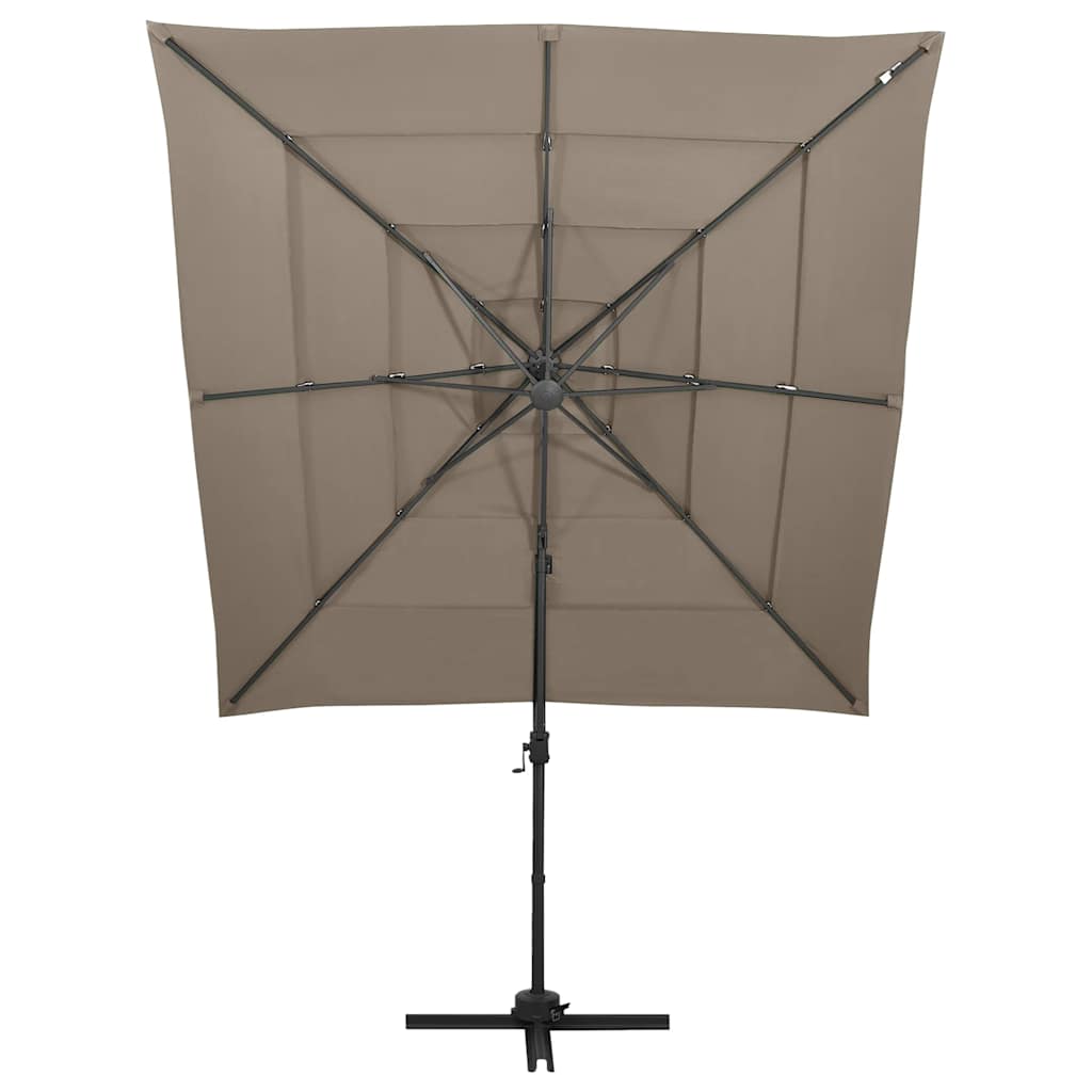 vidaXL 4-Tier Garden Parasol with Aluminium Pole Taupe 250x250 cm 2