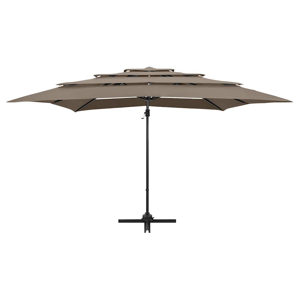 vidaXL 4-Tier Garden Parasol with Aluminium Pole Taupe 250x250 cm 6