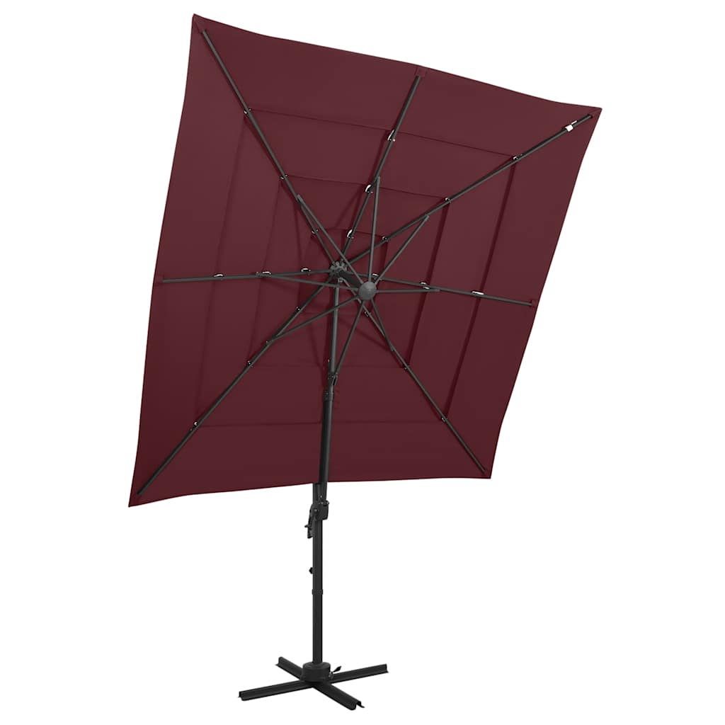 vidaXL 4-Tier Garden Parasol with Aluminium Pole Bordeaux Red 250x250 cm 1