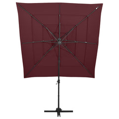 vidaXL 4-Tier Garden Parasol with Aluminium Pole Bordeaux Red 250x250 cm 2