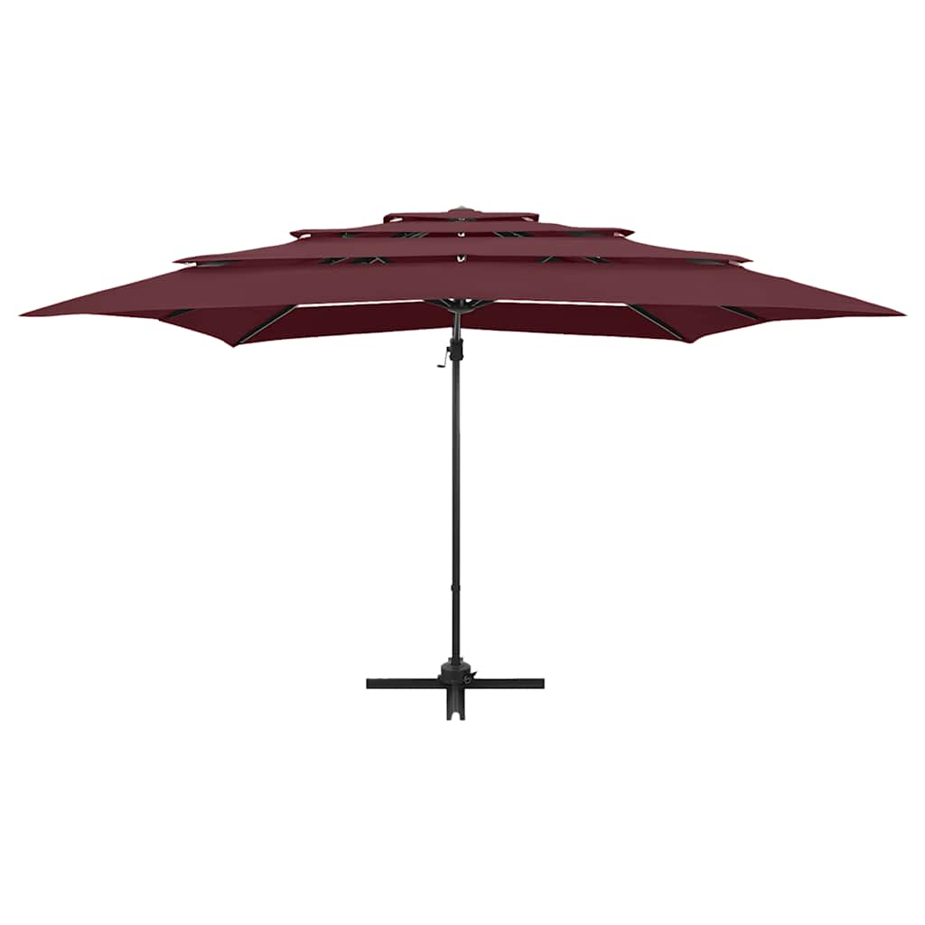 vidaXL 4-Tier Garden Parasol with Aluminium Pole Bordeaux Red 250x250 cm 3