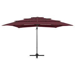 vidaXL 4-Tier Garden Parasol with Aluminium Pole Bordeaux Red 250x250 cm 3