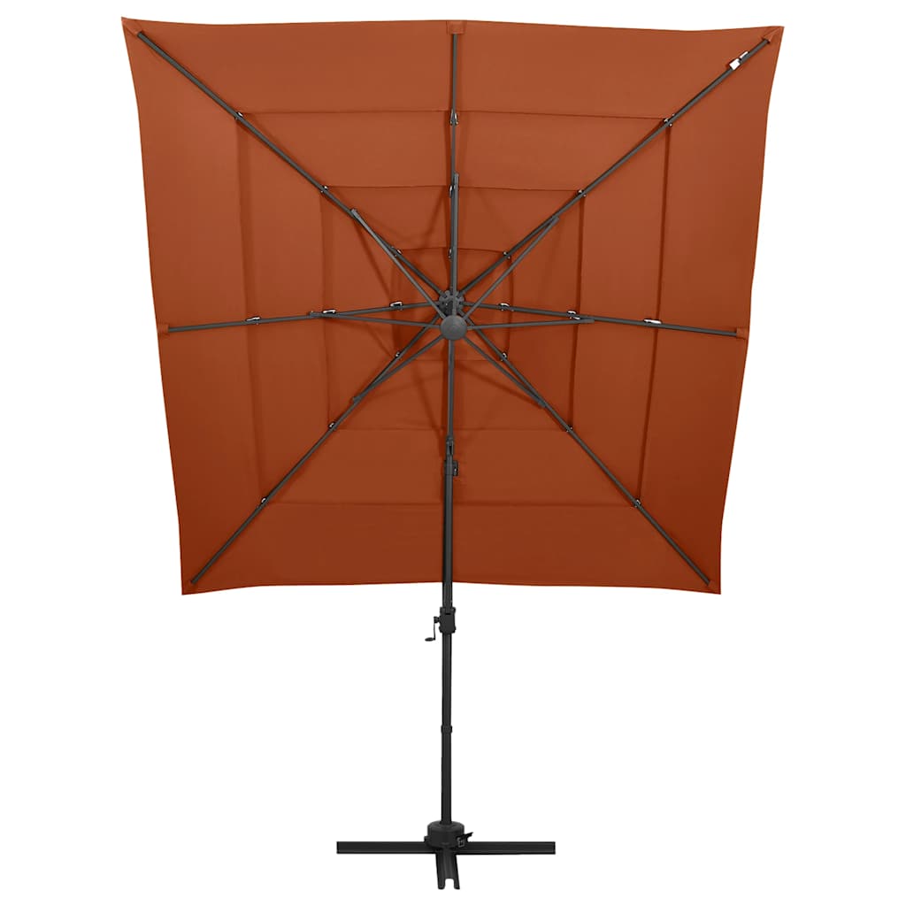 vidaXL 4-Tier Garden Parasol with Aluminium Pole Terracotta 250x250 cm 2