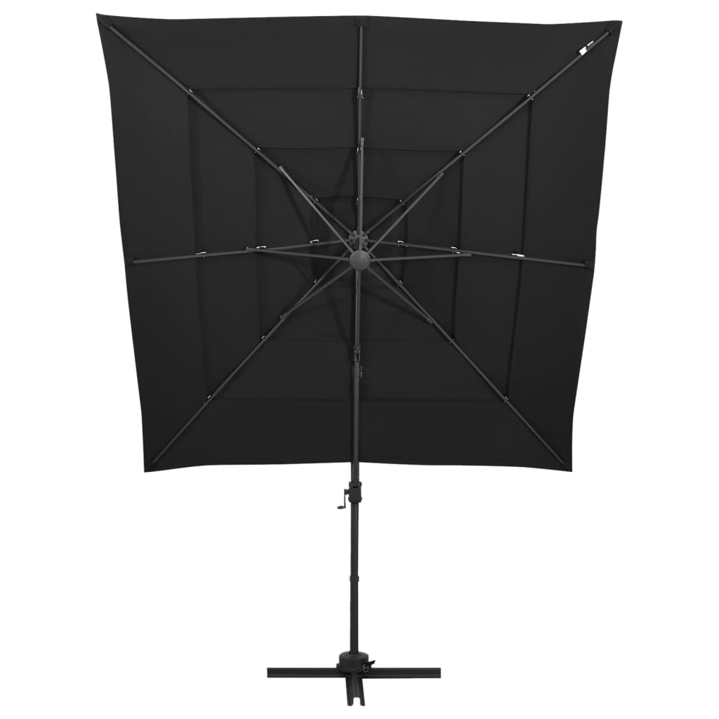 vidaXL 4-Tier Garden Parasol with Aluminium Pole Black 250x250 cm 2