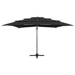 vidaXL 4-Tier Garden Parasol with Aluminium Pole Black 250x250 cm 3