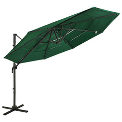 vidaXL 4-Tier Garden Parasol with Aluminium Pole Green 3x3 m 1