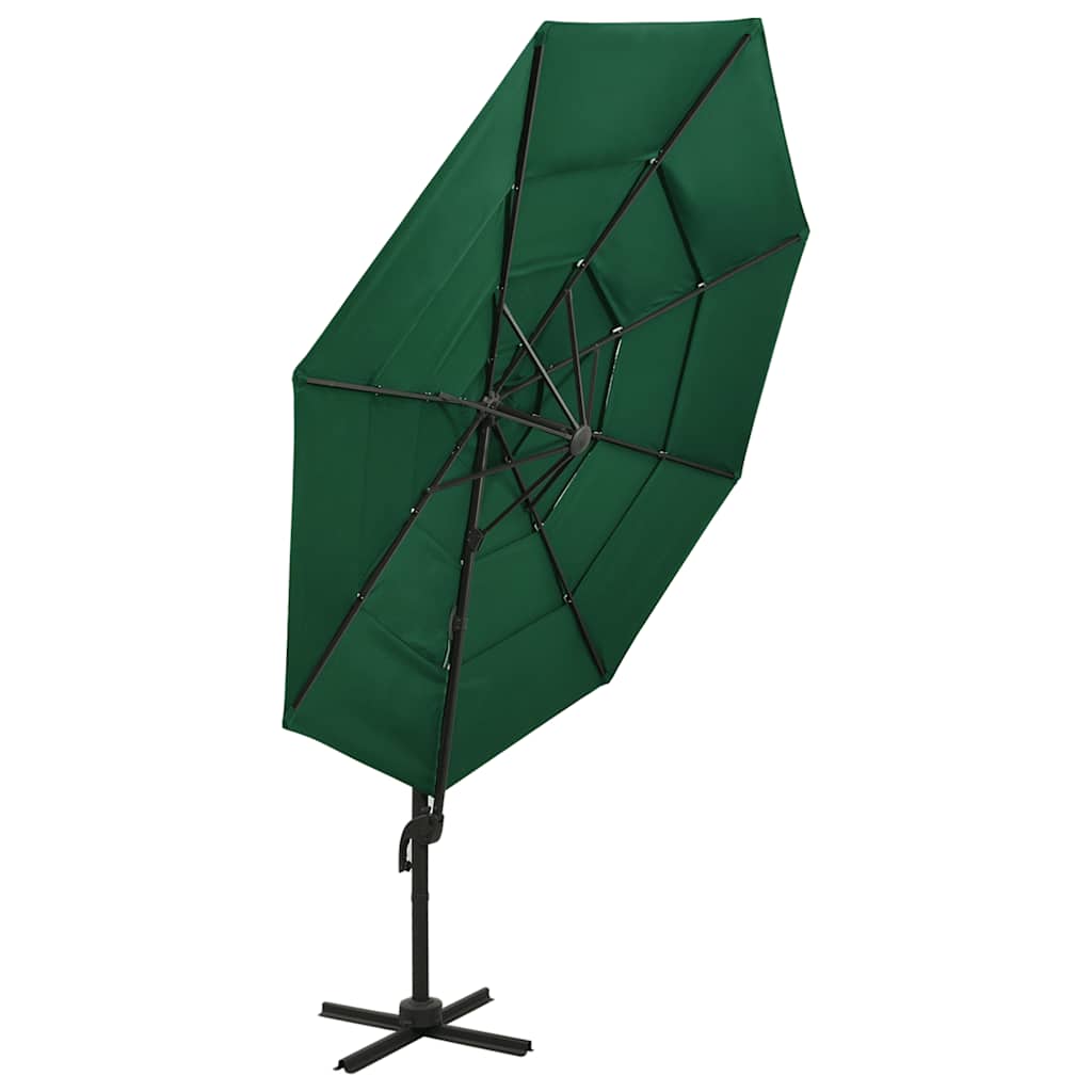 vidaXL 4-Tier Garden Parasol with Aluminium Pole Green 3x3 m 5