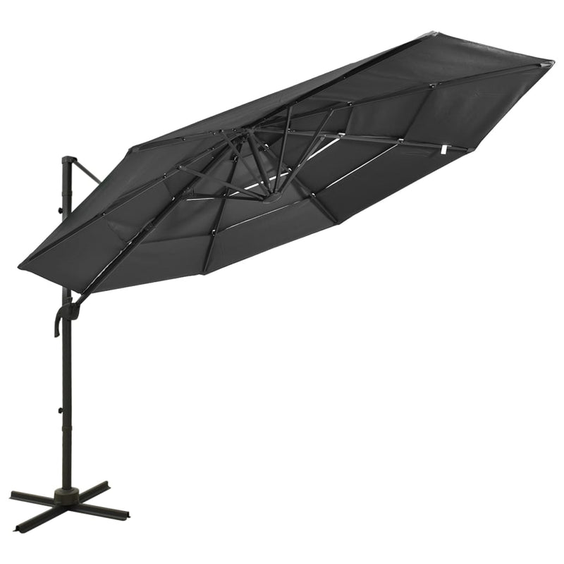 4-Tier Parasol with Aluminium Pole Anthracite 3x3 m