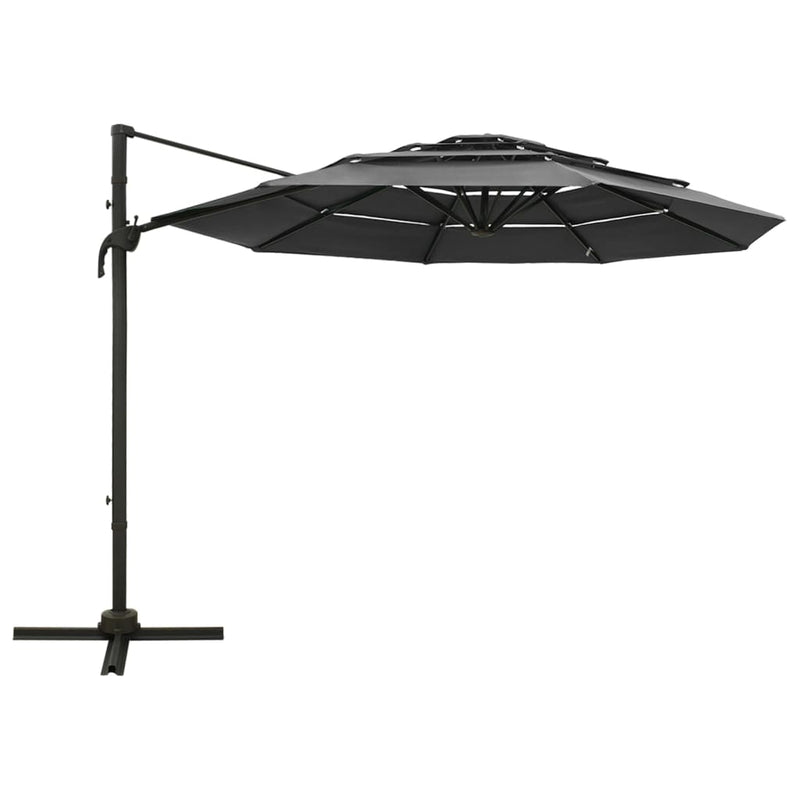 4-Tier Parasol with Aluminium Pole Anthracite 3x3 m