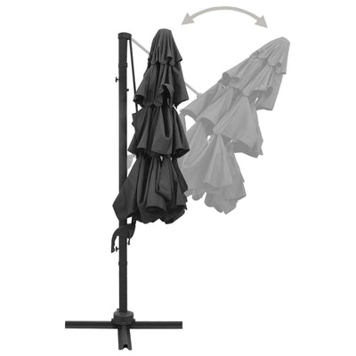 4-Tier Parasol with Aluminium Pole Anthracite 3x3 m