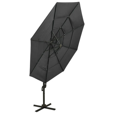 4-Tier Parasol with Aluminium Pole Anthracite 3x3 m