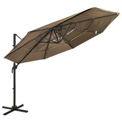 vidaXL 4-Tier Garden Parasol with Aluminium Pole Taupe 3x3 m 1