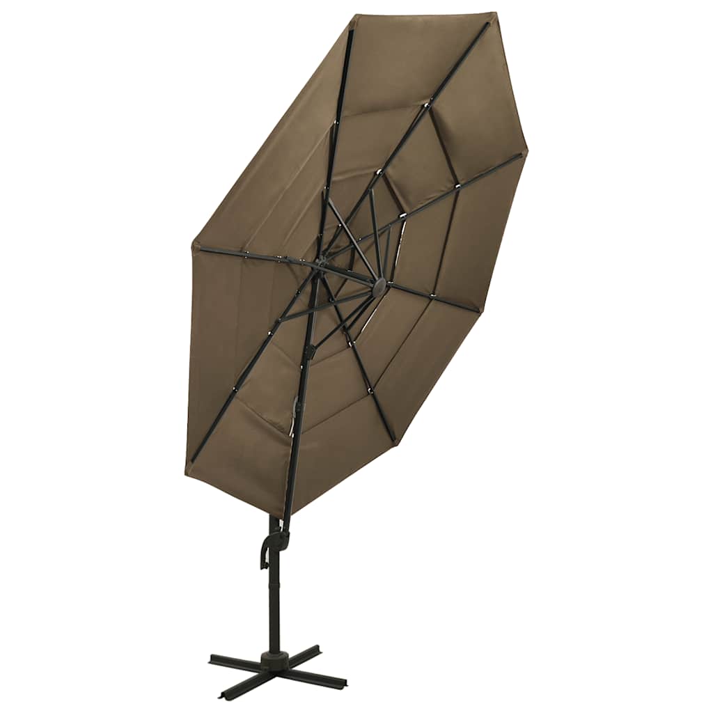 vidaXL 4-Tier Garden Parasol with Aluminium Pole Taupe 3x3 m 3