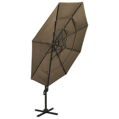 vidaXL 4-Tier Garden Parasol with Aluminium Pole Taupe 3x3 m 3