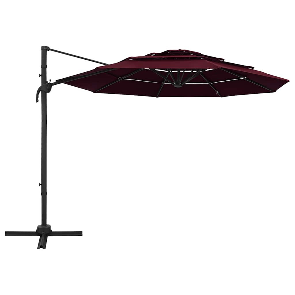 vidaXL 4-Tier Garden Parasol with Aluminium Pole Bordeaux Red 3x3 m 2