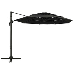 vidaXL 4-Tier Garden Parasol with Aluminium Pole Black 3x3 m 2