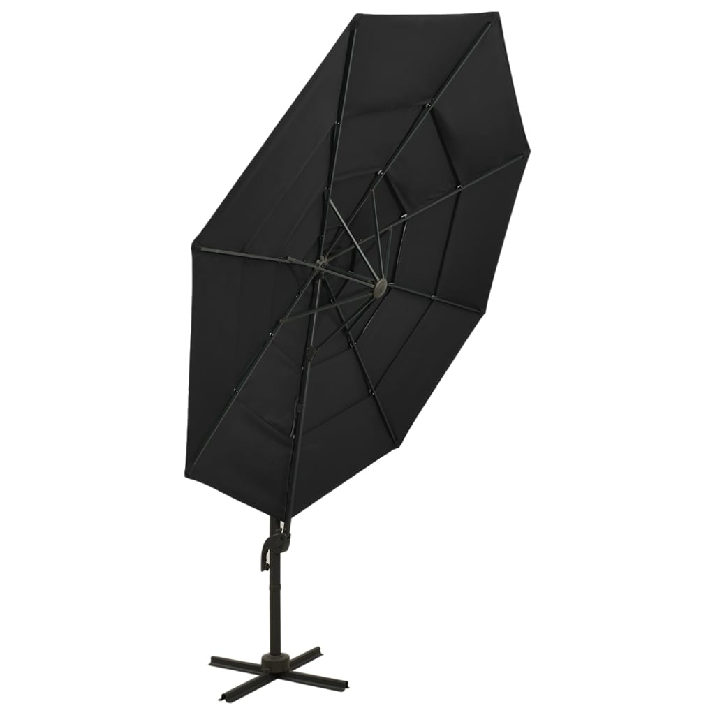 vidaXL 4-Tier Garden Parasol with Aluminium Pole Black 3x3 m 3