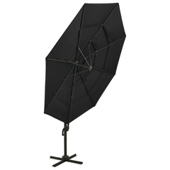vidaXL 4-Tier Garden Parasol with Aluminium Pole Black 3x3 m 3